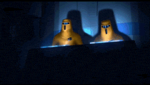 a group of cartoon characters are standing next to each other