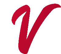 a red letter v with a white background