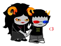 a couple of cartoon characters holding hands and one has a shirt that says ii