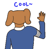 a cartoon of a person with a dog 's head and the word cool below