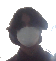 a person wearing a white mask with a white background