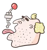 a cartoon drawing of a man 's face with his tongue hanging out