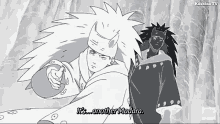 a black and white drawing of a man with the words it 's another madara on the bottom