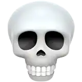 a white skull with black eyes and white teeth is on a white background .