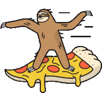 a sloth is standing on a slice of pizza