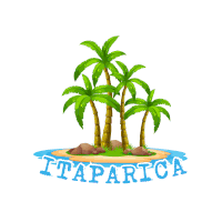 a cartoon illustration of a small island with palm trees and the word taparica