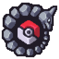 a pixel art of a pokemon with a red ball in the middle