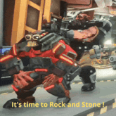 a video game character with the words it 's time to rock and stone