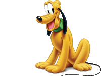 a cartoon dog with a green collar is sitting down