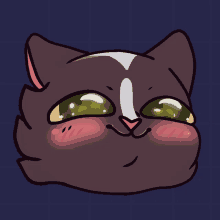 a cartoon drawing of a cat with a pink nose