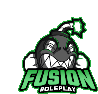 a logo for fusion roleplay shows a bomb with sharp teeth