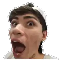 a sticker of a man making a funny face with his mouth open