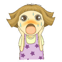 a cartoon of a girl with a surprised expression on her face