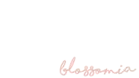 a white background with the words blossomia written in pink