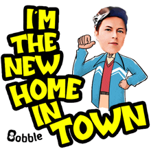 a cartoon of a boy with the words i 'm the new home in town