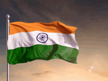 the flag of india is waving in the wind against a cloudy sky