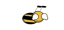 a cartoon drawing of a yellow and black bee