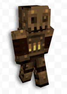 a minecraft character with a pumpkin head on