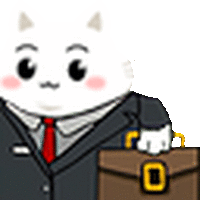 a cartoon cat in a suit and tie is holding a brown briefcase