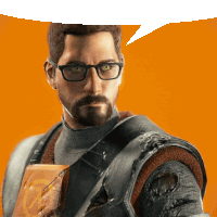 a man with glasses and a beard has a speech bubble over his head