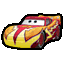 a pixel art drawing of a lightning mcqueen from cars .