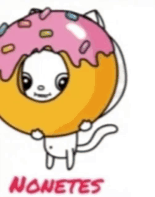 a cartoon of a cat in a donut with the words " nonetes " below it