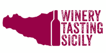 a logo for winery tasting sicily shows a map of sicily