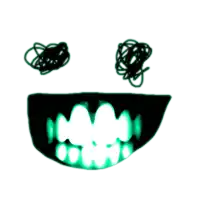 a drawing of a face with green teeth