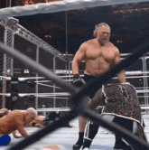 a man in a boxing ring is wearing a pair of boxing gloves that say strike