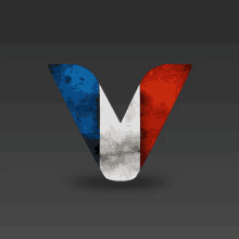 a letter v with a french flag painted on it