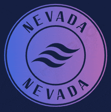 a purple and blue nevada logo with a wave in the middle