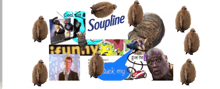 a collage of images with the words soupline in the middle