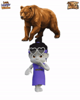 a picture of a bear and a girl with the words a song 4u already one of us