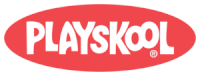 the playskool logo is red and white