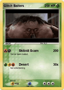 a pokemon card with a picture of a man with a big head