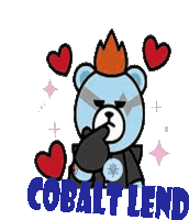 a cartoon of a teddy bear with hearts and the word cobalt lend