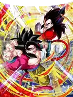 a cartoon of goku and vegeta fighting each other in a circle