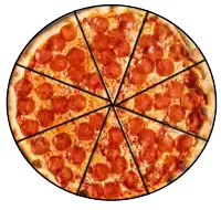 a pepperoni pizza is cut into eight pieces
