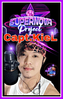 a poster for supernova project capt kiel with a man wearing headphones