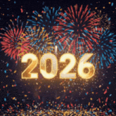 a fireworks display with the number 2026 in the foreground