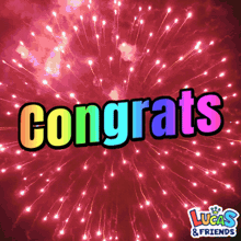 a fireworks display with the words congrats in front of it