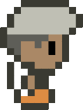 a pixel art of a person with a bandage on their head .