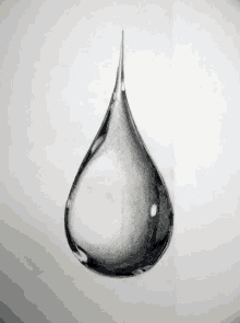 a black and white drawing of a drop of water on a white background