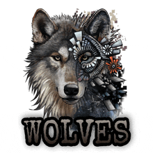 a drawing of a wolf and the word wolves