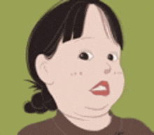 a cartoon of a girl with a double chin and a bun .