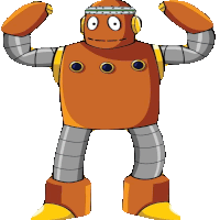 a cartoon drawing of a robot wearing a headband