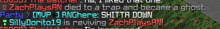 a screenshot of a video game with the words zachplaysn died to a trap and became a ghost