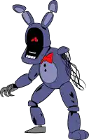 a cartoon drawing of bonnie from five nights at freddy 's with red eyes