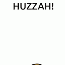 a cartoon duck is laying on its back with the words huzzah above it .