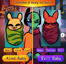 a screenshot of a game where you can choose a way to born .
